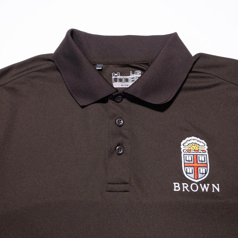 Brown University Polo Shirt Men's Large Under Amour Brown Bears HeatGear Wicking