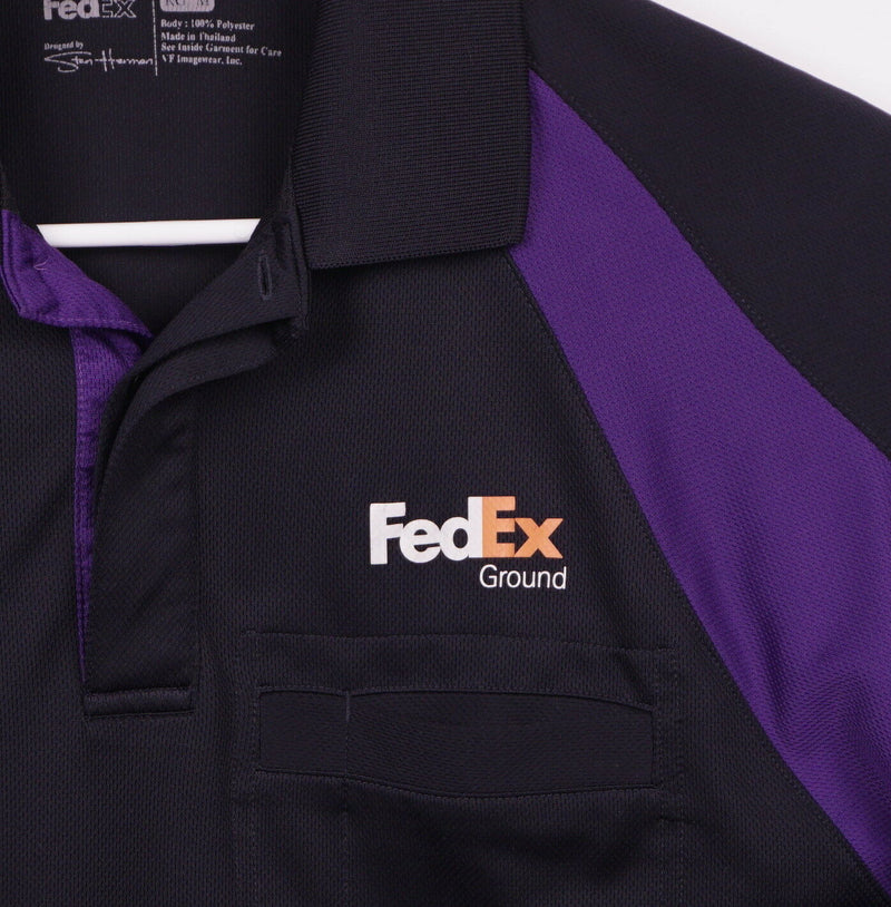 FedEx Ground Men's Medium Stan Herman Uniform Delivery Long Sleeve Polo Shirt
