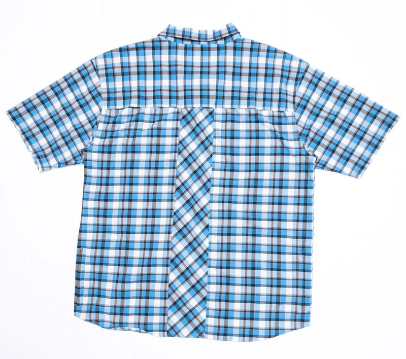 Zoic Shirt 2XL Men's Snap-Front Blue Plaid Casual Cycling Short Sleeve Wicking