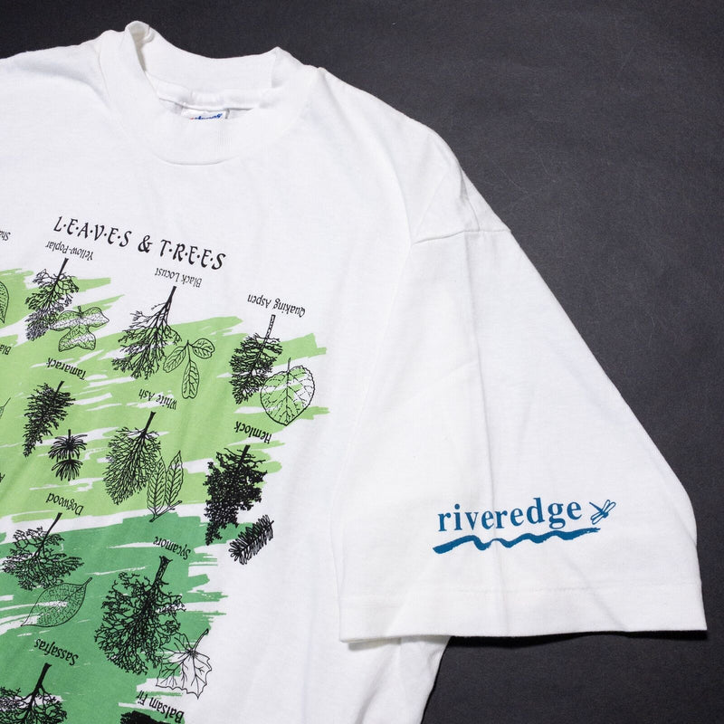 Vintage Nature T-Shirt Men's Large Hanes 90s Beefy Trees Leaves White Green