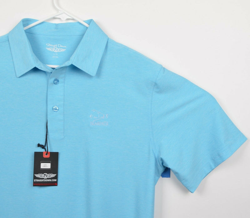 Straight Down Men's Sz Large Heather Blue Performance Golf Polo Shirt Bearpath