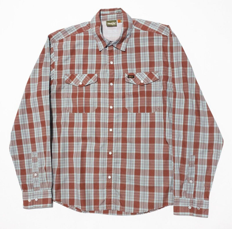 Howler Brothers Pearl Snap Medium Men's Shirt Red Plaid Vented Long Sleeve