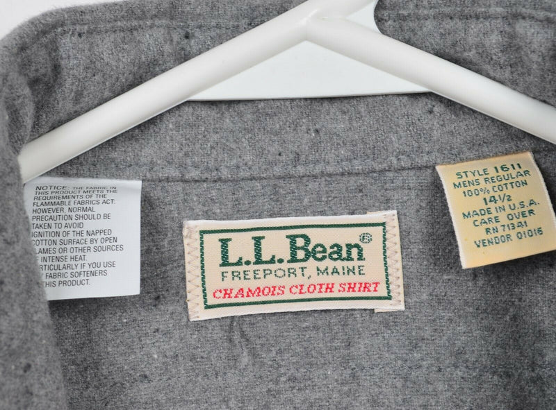 Vintage 80s LL Bean Men's 14.5 (Small) Chamois Cloth Gray USA Button-Front Shirt