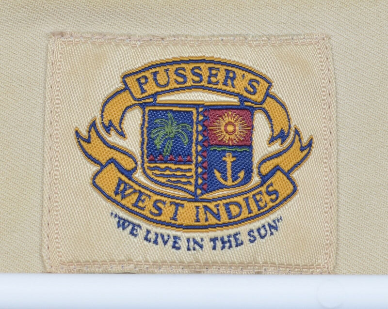 Pusser's West Indies Men's Sz Large Silk Blend Embroidered Hawaiian Shirt STAIN