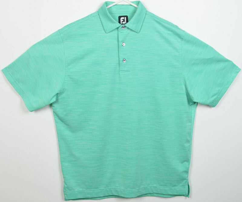 FootJoy Men's Medium Green Striped FJ Golf Wicking Performance Polo Shirt