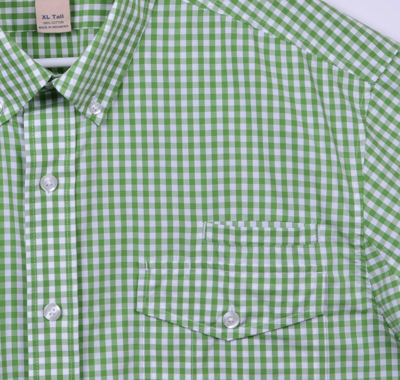 Duluth Trading Co. Men's Sz XL Tall Green Gingham Check Plaid Button-Down Shirt