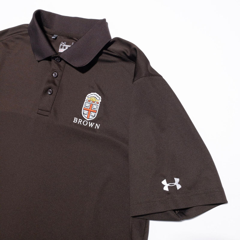 Brown University Polo Shirt Men's Large Under Amour Brown Bears HeatGear Wicking