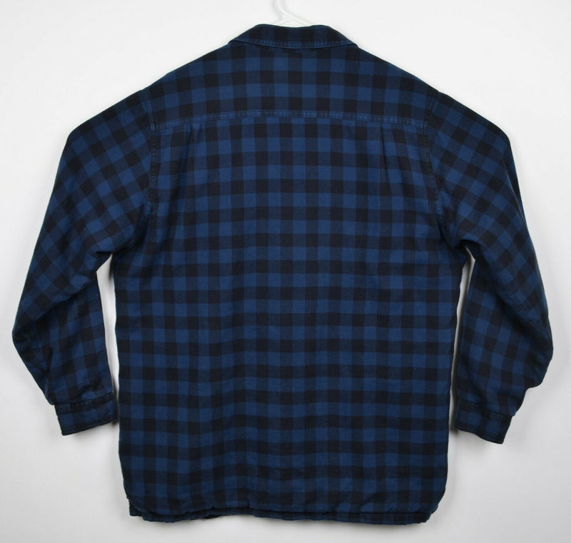 LL Bean Men's Medium-Tall MT Thermal Lined Blue Plaid Flannel Shirt
