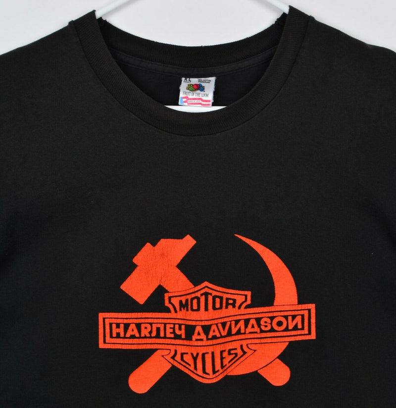 Vintage 90s Harley-Davidson Men's XL Hammer Sickle Soviet Russia T-Shirt
