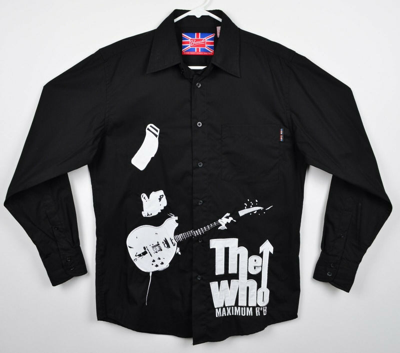 The Who Men's Medium Maximum R&B Bravado Embroidered Black White Button Shirt