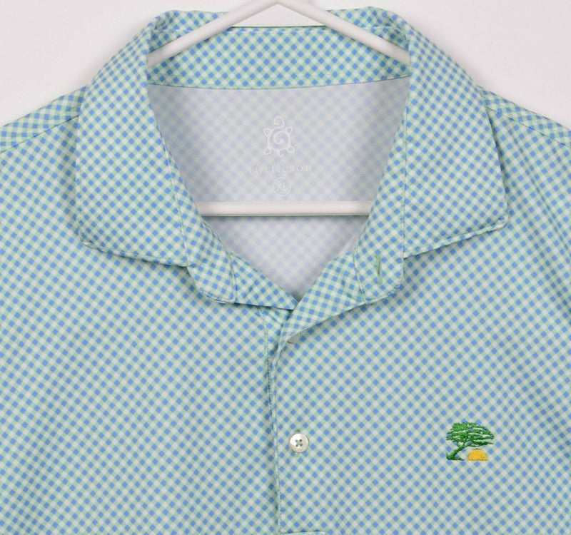 Turtleson Tour Performance Men's XL Blue Green Check Wicking Golf Polo Shirt