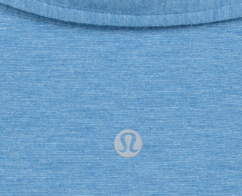 Lululemon Men's Large? Heather Blue Spread Collar Athleisure Wicking Polo Shirt