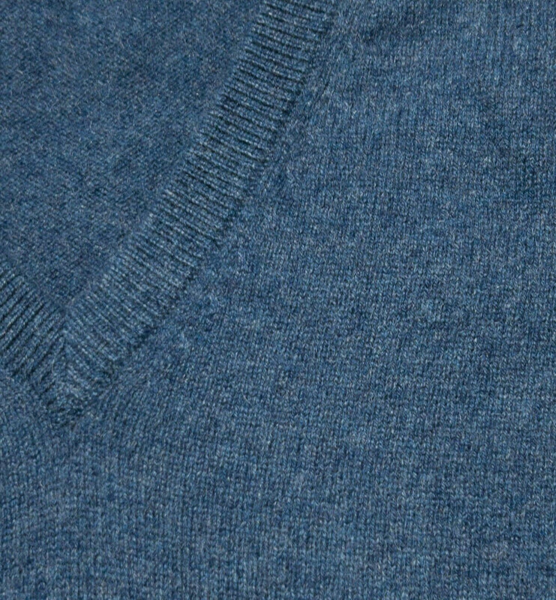 Eric Bompard Women's XL Cashmere Cachemire Blue Knit V-Neck Pullover Sweater