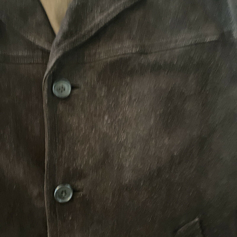 Vintage J. Crew Men's Medium Suede Leather Chocolate Brown Button-Front Coat