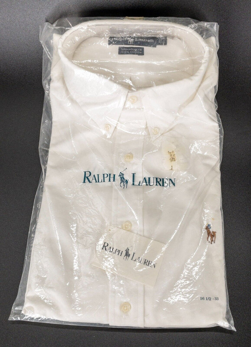 Polo Ralph Lauren Shirt Men's 16.5-33 Yarmouth Vintage Solid White Button-Down