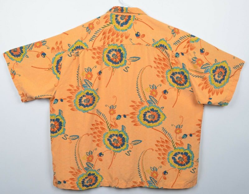 Tommy Bahama Men's Sz 2XL 100% Silk Orange Floral Bright Hawaiian Aloha Shirt