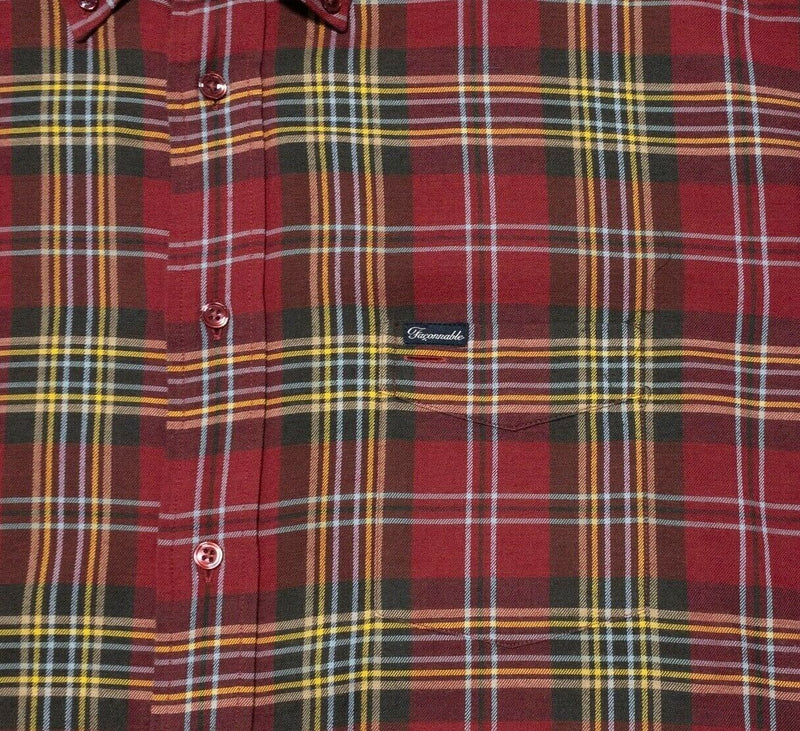 Faconnable Flannel Men's 2XL Cotton Wool Blend Shirt Red Plaid Button-Down