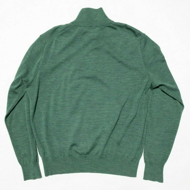 Polo Ralph Lauren Merino Wool Sweater Men's Large 1/4 Zip Pullover Knit Green