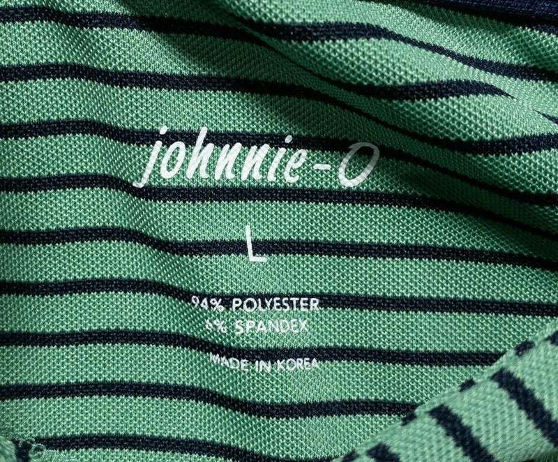 johnnie-O Large Polo Men's Shirt Prep-Formance Golf Wicking Green Striped
