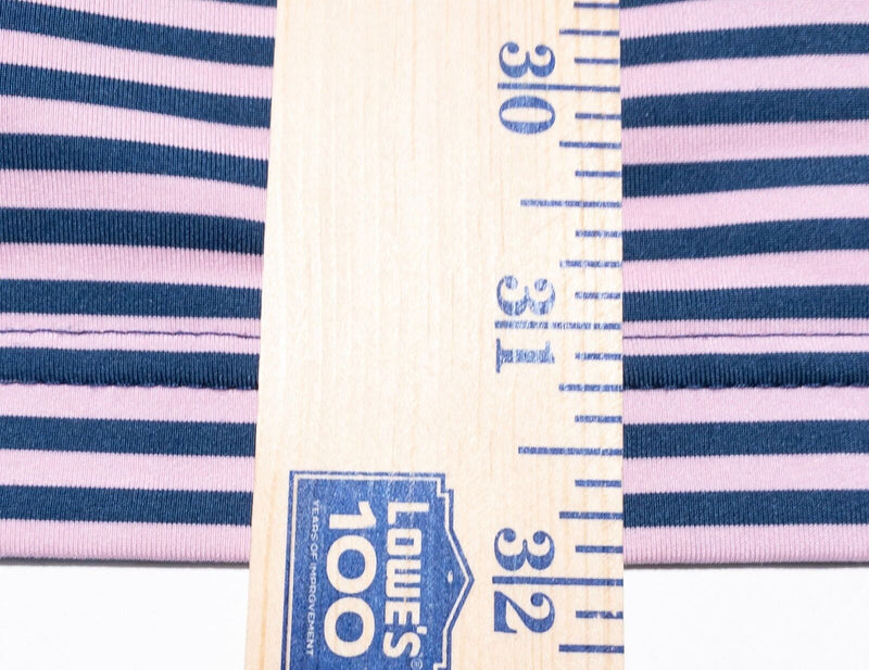Peter Millar Summer Comfort Polo Medium Men's Shirt Pink Blue Striped Wicking