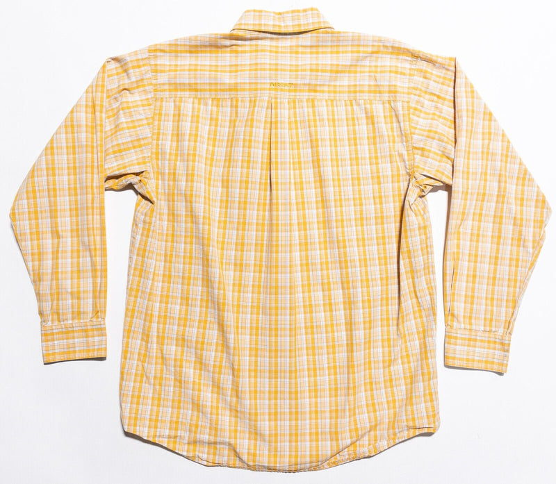 Ariat Pro Series Shirt Mens Medium Long Sleeve Rodeo Western Cowboy Yellow Plaid