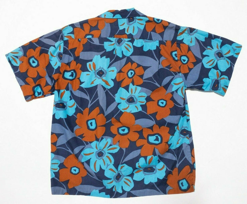 Aikane Hawaiian Shirt Men's Large? Vintage 70s Aloha Orange Blue Button-Front