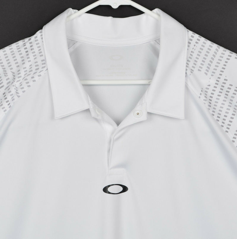 Oakley Hydrolix Men's Sz 2XL Snap White Gray Short Sleeve Golf Polo Shirt NWT