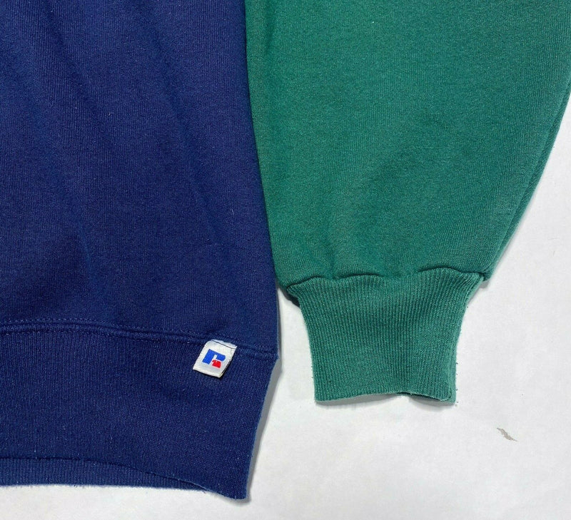Russell Athletic Colorblock Navy Blue Green Vintage 90s USA Hoodie Men's XL