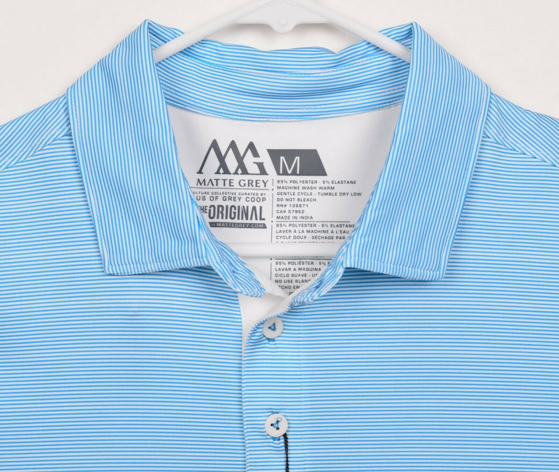 Matte Grey Men's Sz Medium Haus of Grey Coop Green Blue Two Tone Striped Shirt