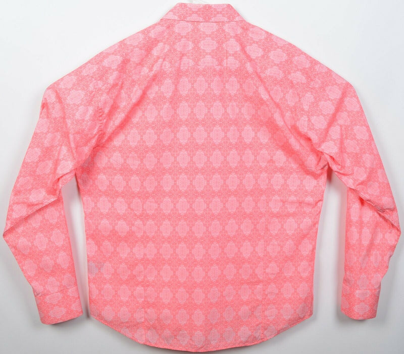 Bogosse Men's 6/2XL Pink Geometric Long Sleeve Button-Front Shirt