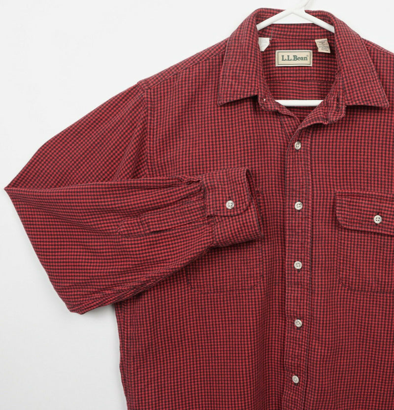 Vintage 90s L.L. Bean Men's Medium Red Shepherd Check Flannel Shirt
