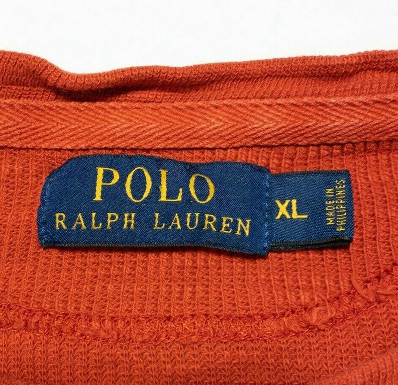 Polo Ralph Lauren 3-Button Henley Shirt Orange Long Sleeve Polo RL Men's XL