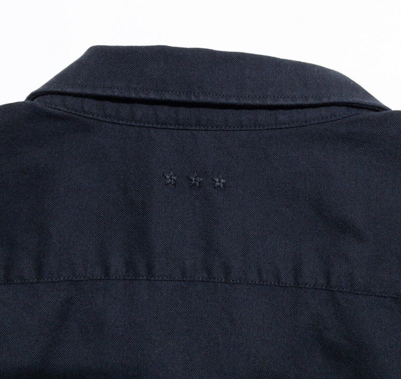 John Varvatos Pearl Snap Shirt Men's Large Solid Black Rockabilly Long Sleeve