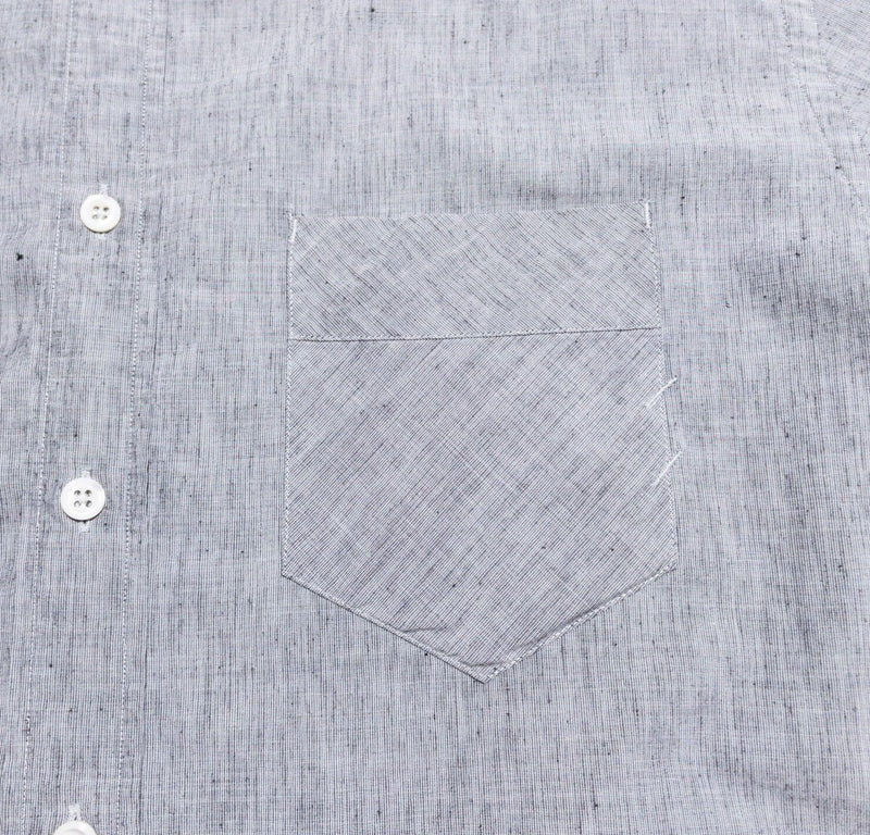 Billy Reid Shirt Men's Large Cotton Linen Blend Long Sleeve Button-Front Gray