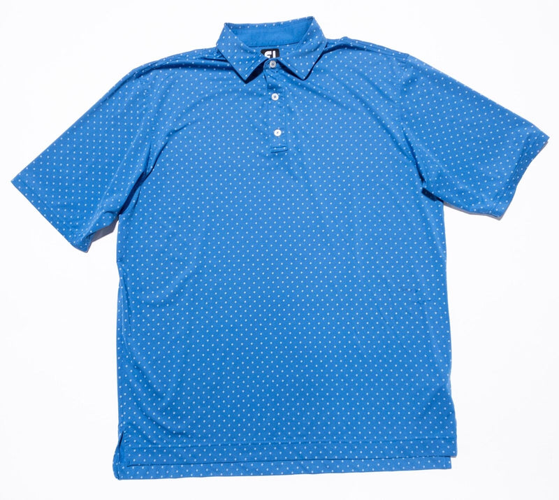 FootJoy Golf Shirt Men's XL Blue Geometric Diamond Wicking Performance Polo