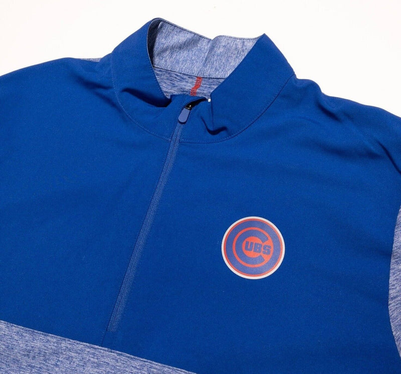 Chicago Cubs 1/4 Zip Men's Large Fanatics Blue Activewear Pullover Stretch MLB