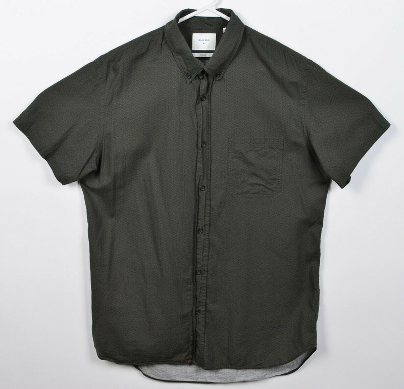 Billy Reid Men's Medium Standard Green Geometric Short Sleeve Button-Down Shirt