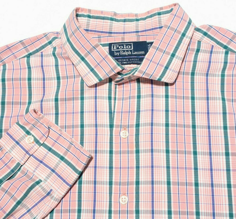 Polo by Ralph Lauren Men's 2XL XXL Long Sleeve Shirt Pink Plaid Estate Sport