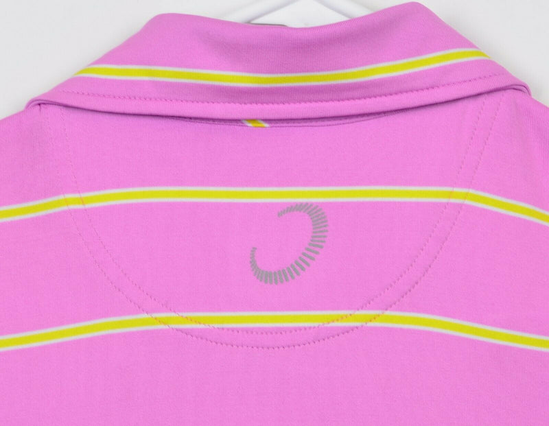 Zero Restriction Men's Sz Large Tour Series Pink Striped Golf Polo Shirt