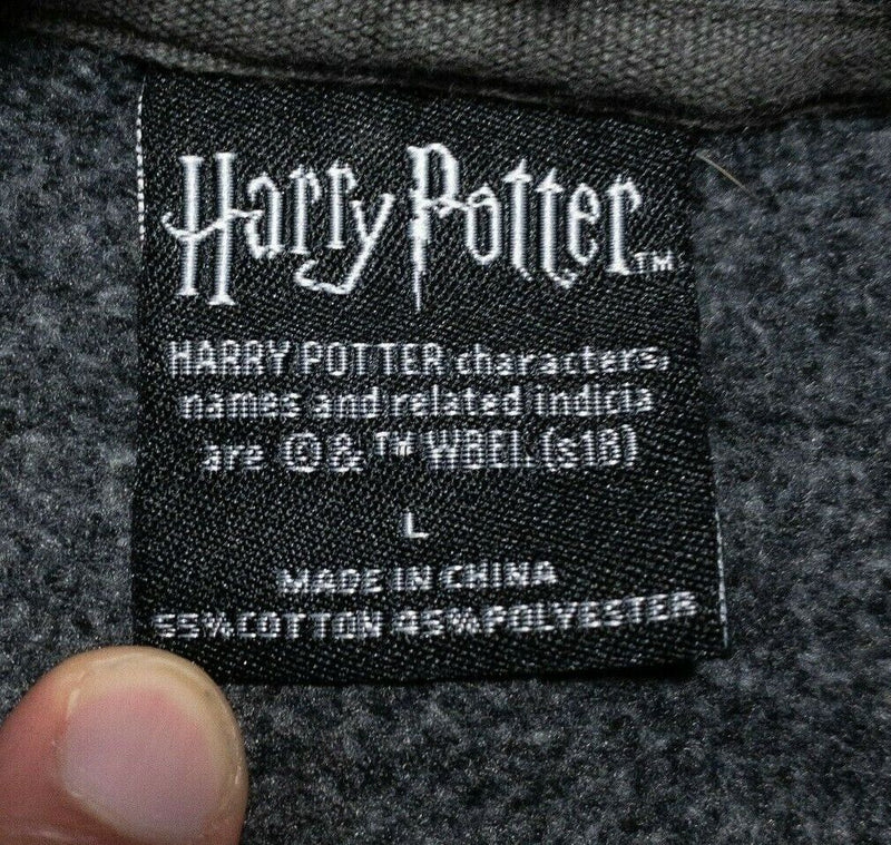 Harry Potter Hoodie Adult Large Sweatshirt Crest Houses Gray Pullover Unisex