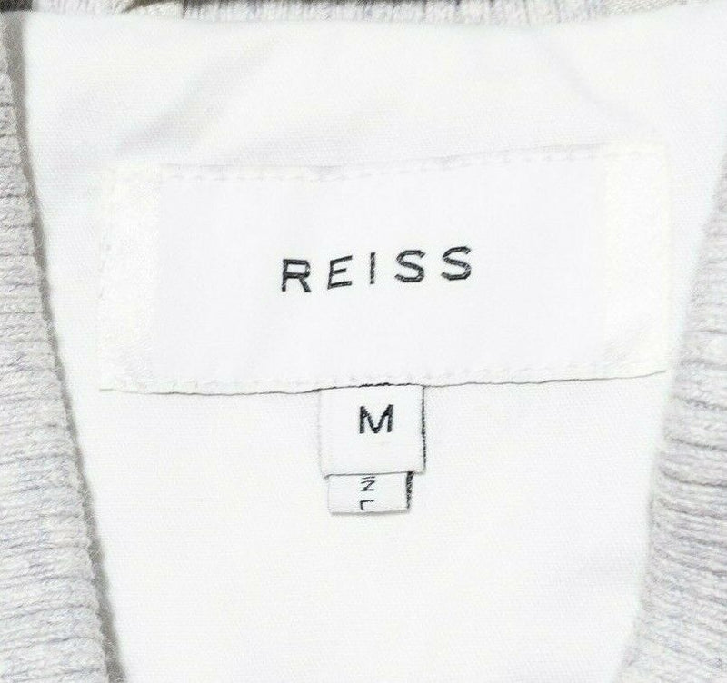 Reiss Linen Blend Bomber Jacket Full Zip Ivory White Men's Medium