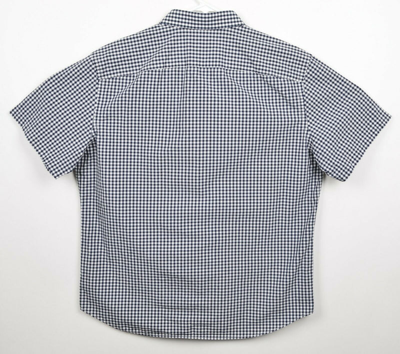 UNTUCKit Men's Sz XL Navy Blue White Gingham Check Plaid Short Sleeve Shirt