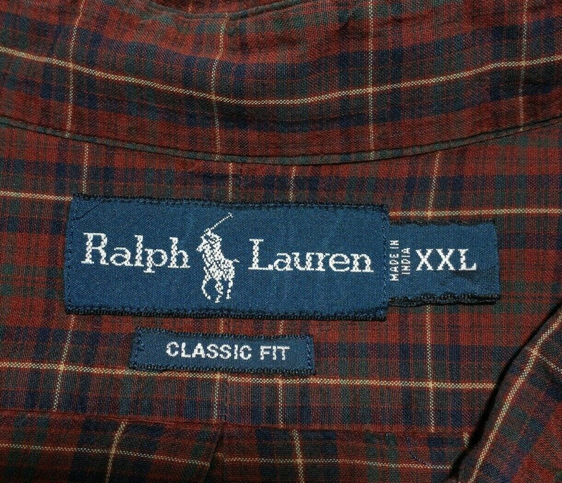 Polo Ralph Lauren Shirt 2XL Classic Fit Men's Red Plaid Short Sleeve Button-Down