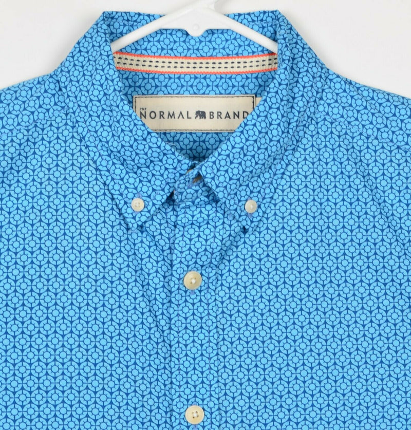 The Normal Brand Men's Sz Medium Light Blue Geometric Short Sleeve Shirt