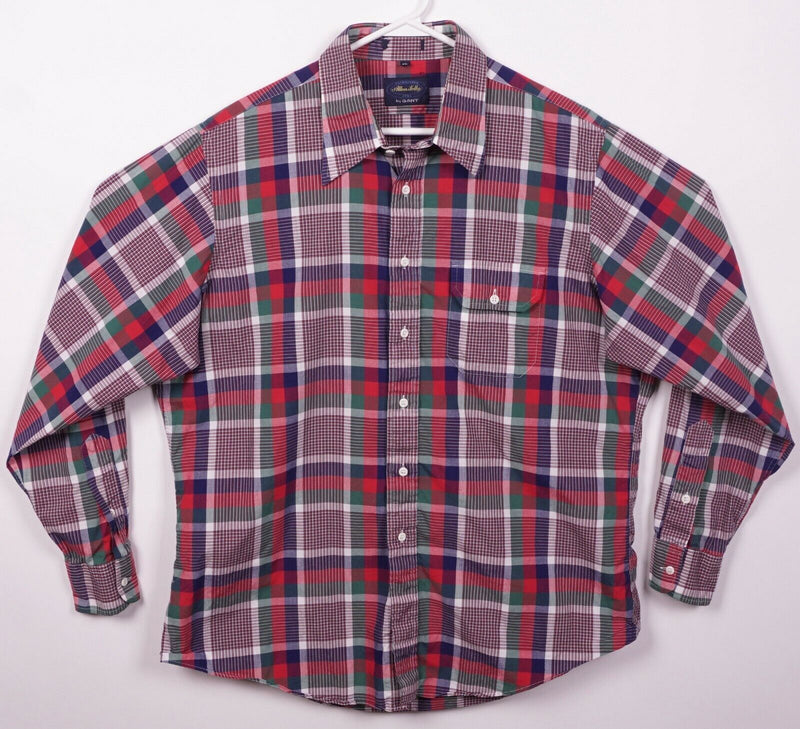 Allen Solly by GANT Men's XL Red Blue Green Plaid Vintage 80s Button-Front Shirt