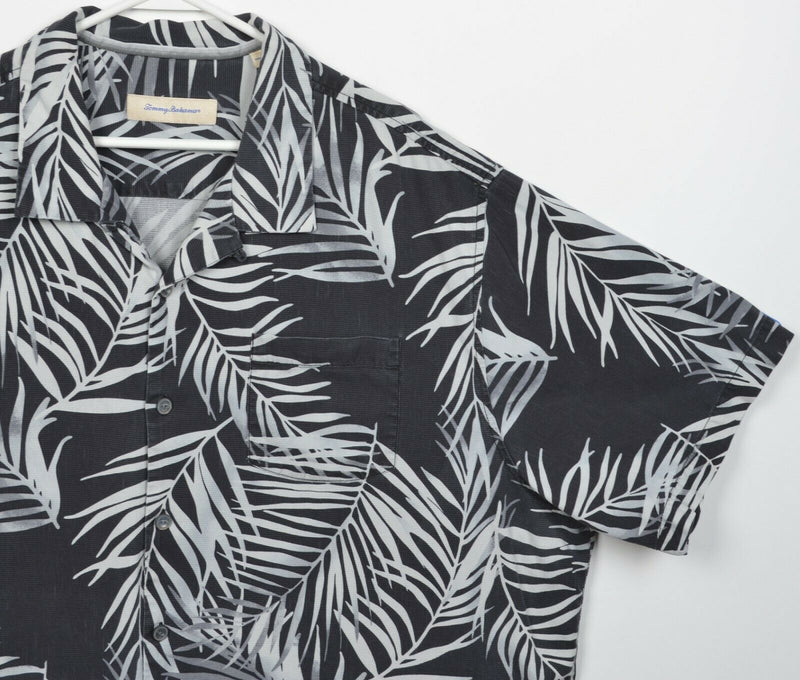 Tommy Bahama Men's 2XB (2XL Big) 100% Silk Black Floral Hawaiian Aloha Shirt