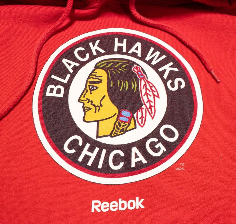 Chicago Blackhawks Hoodie Men's Large Reebok NHL Hockey Pullover Sweatshirt Red