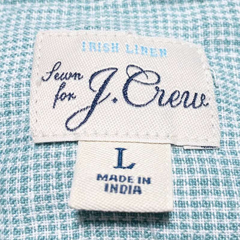 J. Crew Baird McNutt Irish Linen Shirt Men's Large Houndstooth Plaid Blue/Green