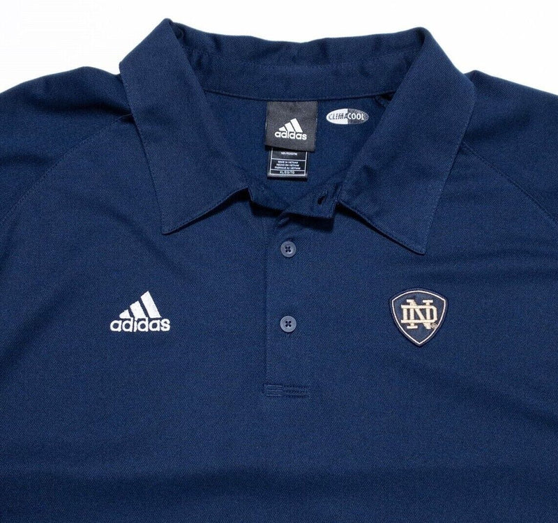 Notre Dame Team Issued Adidas Polo XL Men's ClimaCool Navy Blue Fightin' Irish