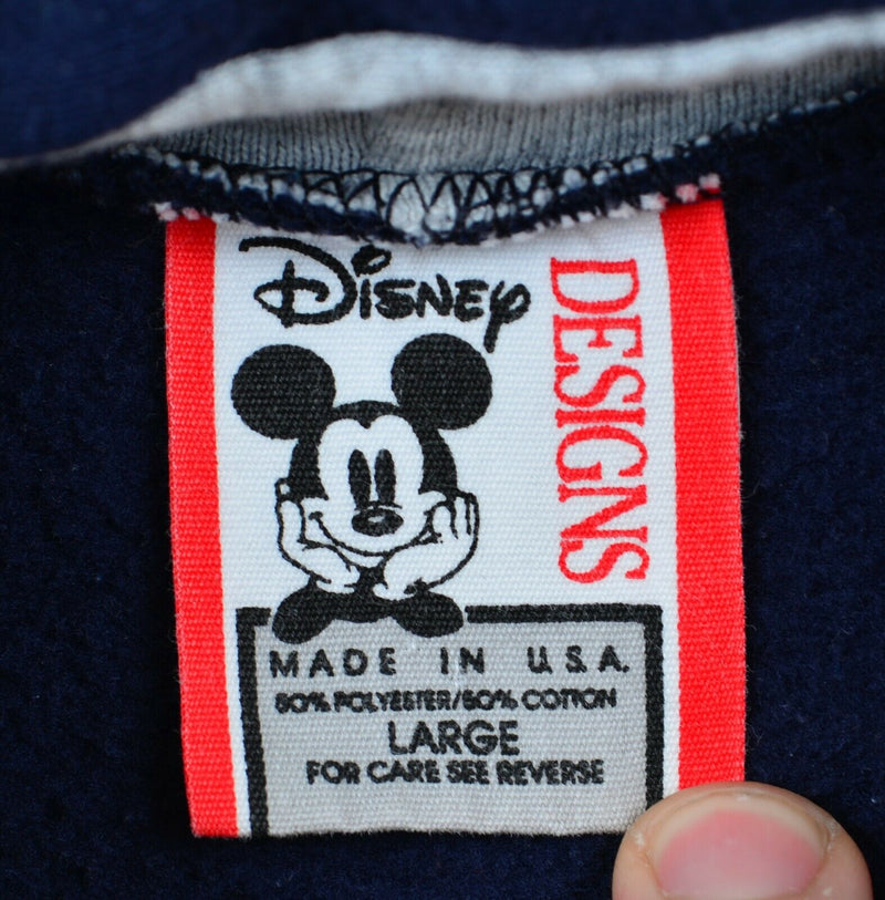 Vintage 90s Disney Designs Men's Large Mickey Mouse Navy Blue Hoodie Sweatshirt